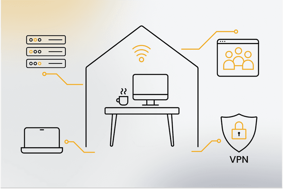 Illustration - Digitaler Arbeitsplatz für mehr Produktivität und Flexibilität Illustration - Digitaler Arbeitsplatz für mehr Produktivität und Flexibilität