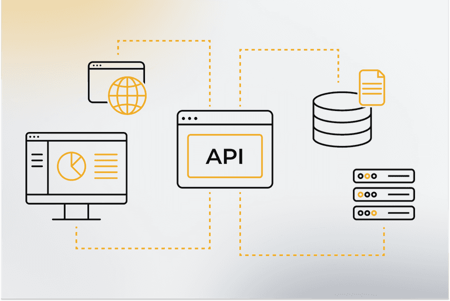 Illustration - API-Schnittstellen in der Industrie Illustration - API-Schnittstellen in der Industrie