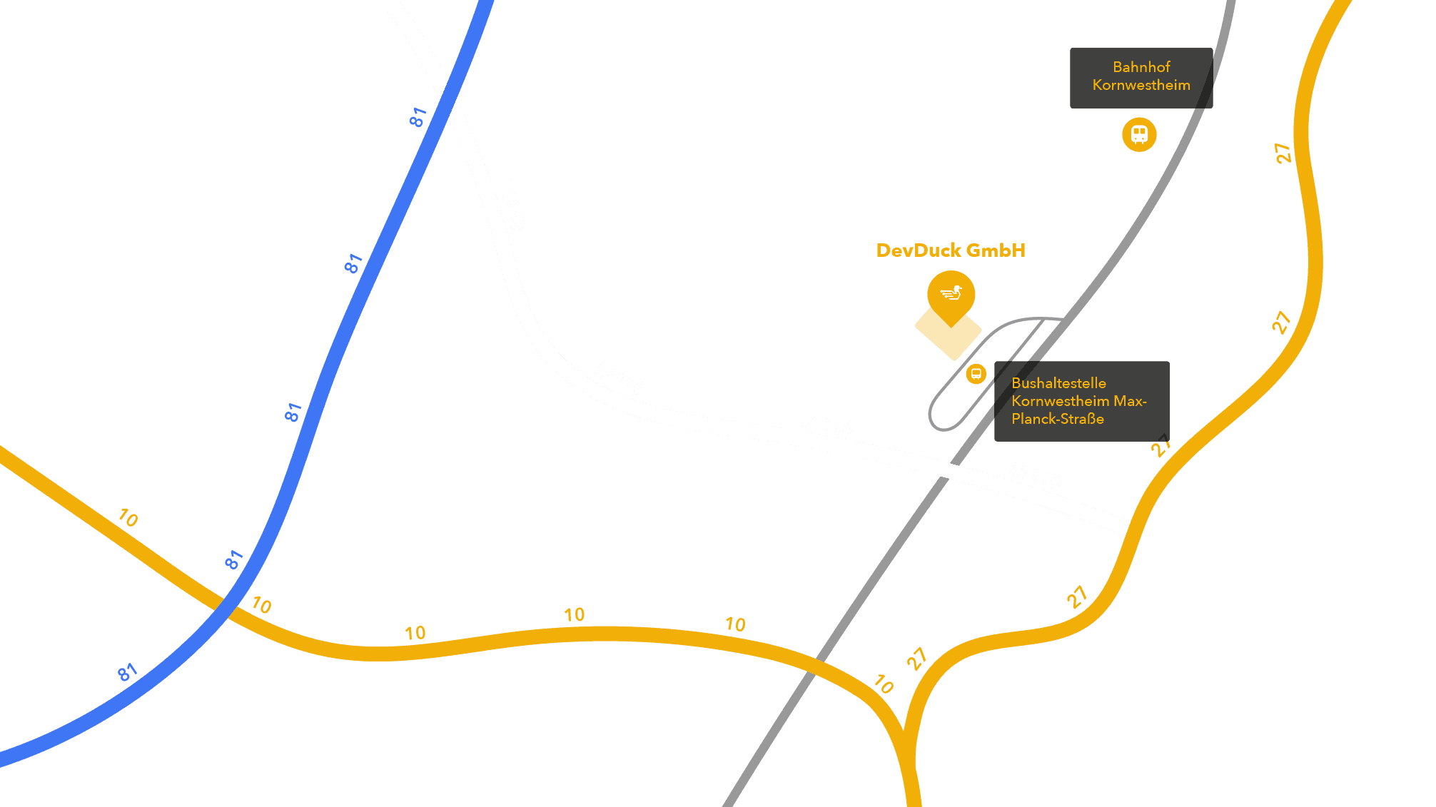 Kartenasicht zum Hauptsitz der DevDuck GmbH