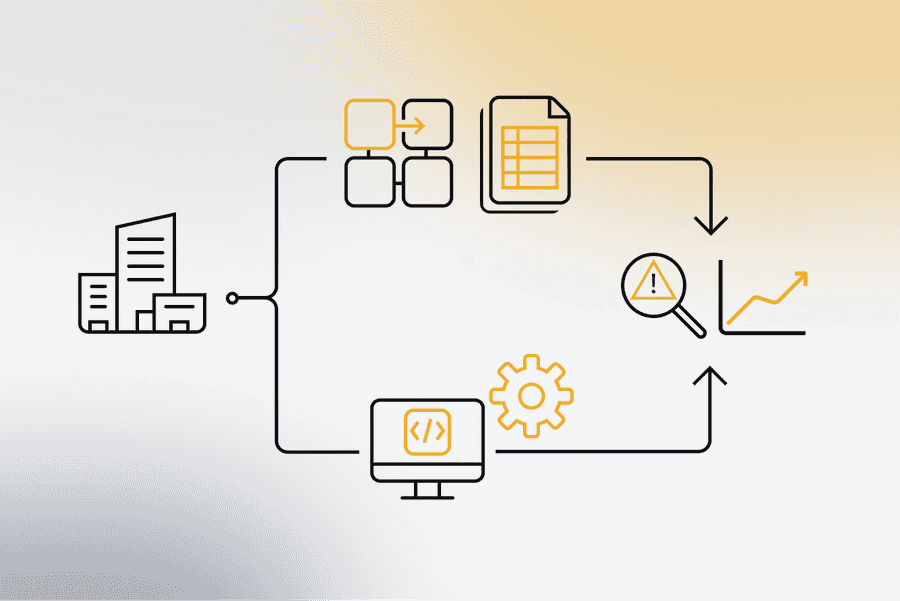 Illustration - Low-Code/No-Code zur Digitalisierung und Automatisierung von Prozessen im Unternehmen Illustration - Low-Code/No-Code zur Digitalisierung und Automatisierung von Prozessen im Unternehmen